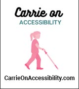 Carrie on Accessibility logo.