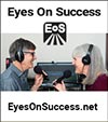 Eyes on Success logo. The logo is a black square with rounded corners and has the letters EOS in silver across the top with 4 silver lines fanning out downwards from the bottom of the O. Since the initials of the show's name (Eyes On Success) spell the name of the Greek goddess of the dawn (EOS), the logo was designed to give the impression of a sunrise which in turn provides a positive uplifting feeling in keeping with the theme of the show. We are grateful to our daughter Allison for the graphic design work.