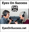 Eyes on Success logo. The logo is a black square with rounded corners and has the letters EOS in silver across the top with 4 silver lines fanning out downwards from the bottom of the O. Since the initials of the show's name (Eyes On Success) spell the name of the Greek goddess of the dawn (EOS), the logo was designed to give the imSponsor-Wall-57ion of a sunrise which in turn provides a positive uplifting feeling in keeping with the theme of the show. We are grateful to our daughter Allison for the graphic design work.